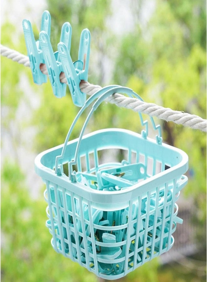 SHREESHANN Clip Storage Basket | Cloth Drying 30 Clips Set with Convenient Hanging Storage Basket | Laundry Organizer with Handle | for Home/Kitchen/Wardrobe/Bathroom - Image 4